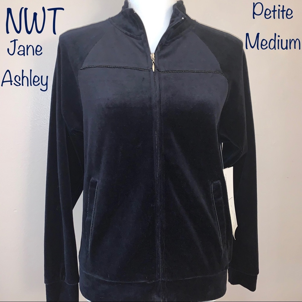 NWT Jane Ashley Black Velour Jacket, Size PM